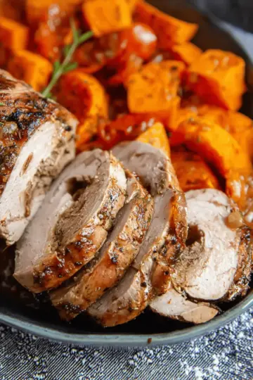 Slow Cooker Pork Tenderloin Recipe with Roasted Sweet Potatoes