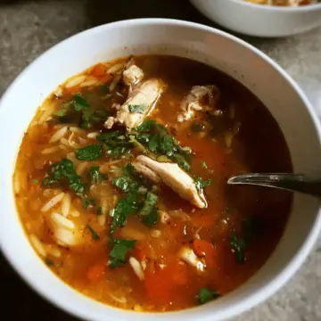 Chicken and Orzo Soup with Garlic and Paprika