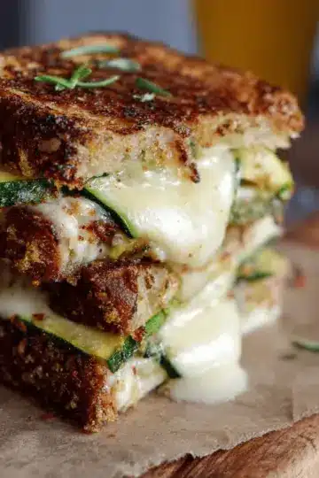 Crispy Zucchini Grilled Cheese with Dijon Horseradish Aioli.