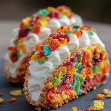 Fruity Pebbles Cheesecake Tacos