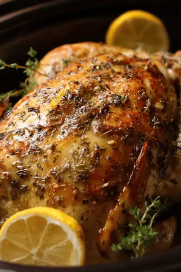 Lemon Garlic SLOW COOKER Roast Chicken