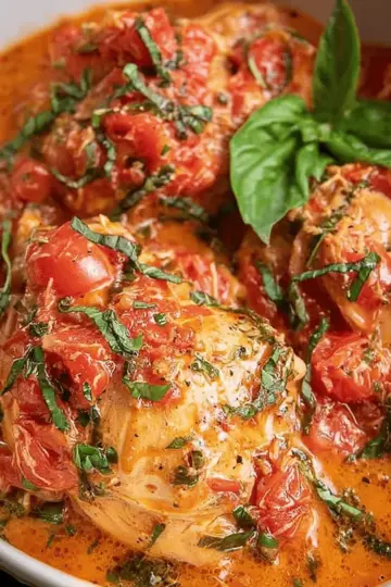 Slow cooker tomato basil chicken