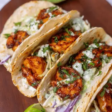 Cilantro Lime Shrimp Tacos with Creamy Slaw