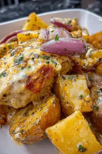 Crockpot Garlic Parmesan Chicken and Potatoes