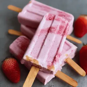 Creamy Strawberry Paletas