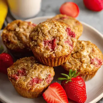Healthy Strawberry Banana Muffins