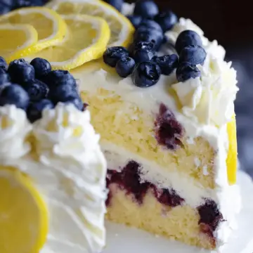 Lemon Blueberry Cake with Whipped Lemon Cream Frosting