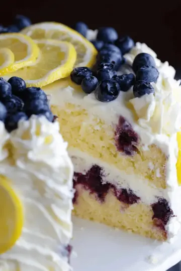 Lemon Blueberry Cake with Whipped Lemon Cream Frosting