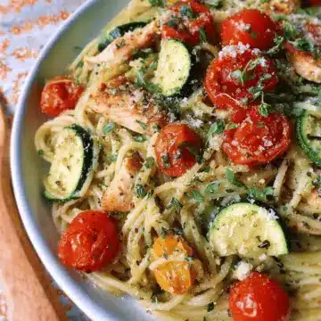 Parmesan Zucchini Tomato Chicken Spaghetti