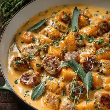 Creamy Butternut Squash Gnocchi with Sausage, Thyme, and Sage