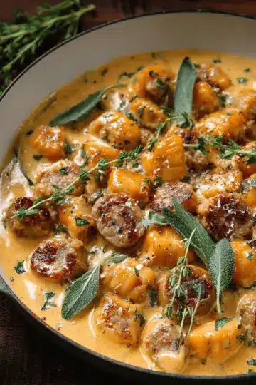 Creamy Butternut Squash Gnocchi with Sausage, Thyme, and Sage