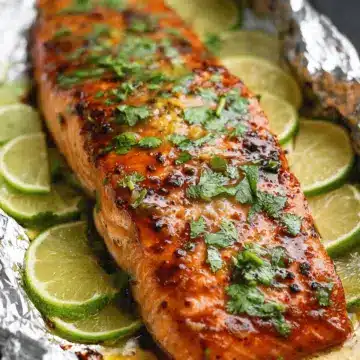 Baked Honey Cilantro Lime Salmon in Foil