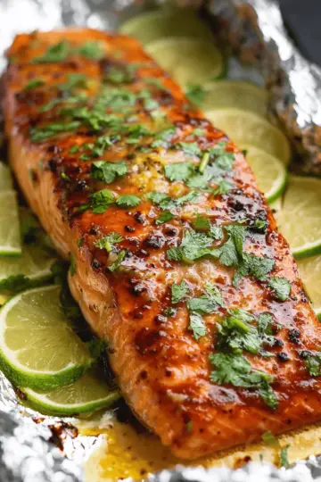 Baked Honey Cilantro Lime Salmon in Foil