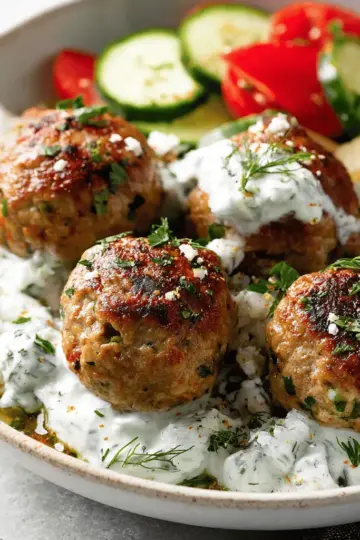 Healthy Greek Turkey Meatballs With Tzatziki