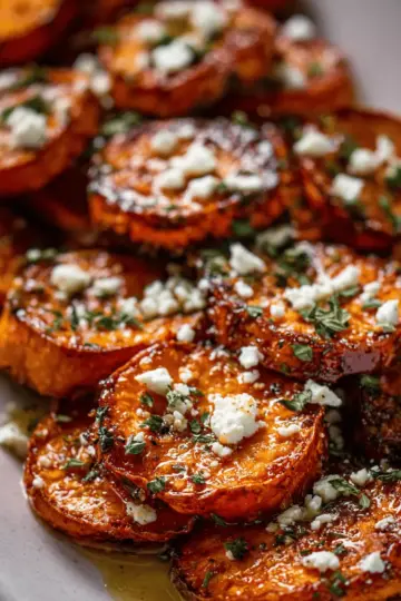 Roasted Sweet Potato Rounds with Honey & Feta