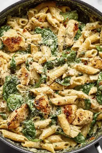 One Pot Creamy Pesto Chicken Pasta