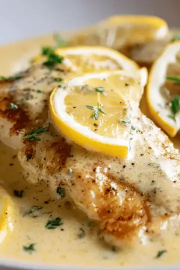 Baked Fish with Lemon Cream Sauce