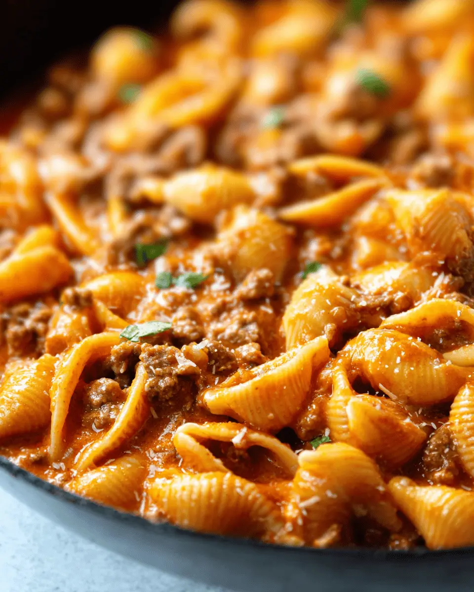 creamy beef and shells
