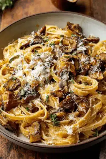 Caramelized Leek and Mushroom Gruyere Pasta
