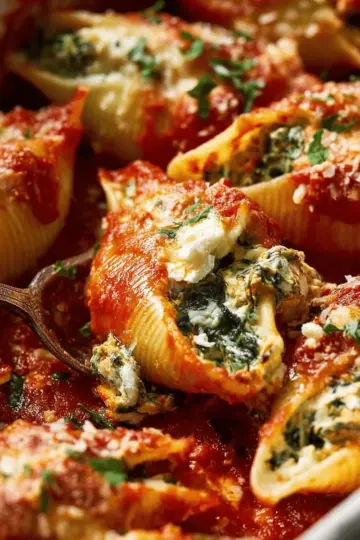 Spinach ricotta stuffed shells