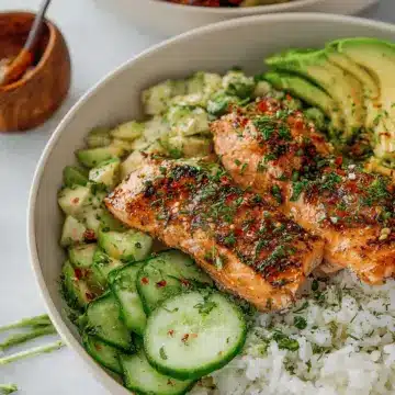 Spicy Salmon Bowls with Coconut Rice