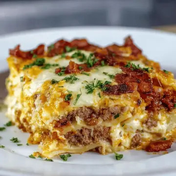 Parmesan Garlic Bacon Cheeseburger Lasagna