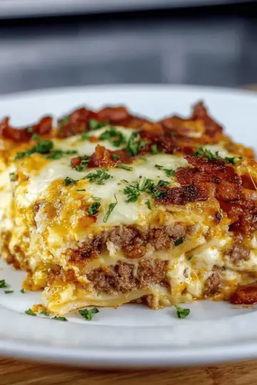 Parmesan Garlic Bacon Cheeseburger Lasagna