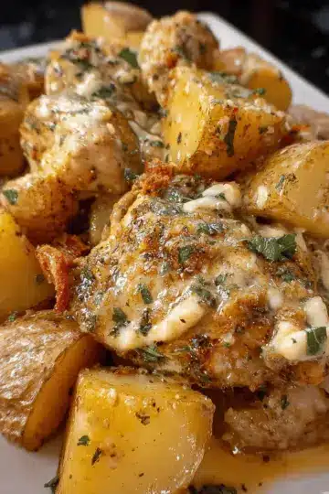 Crockpot Garlic Parmesan Chicken and Potatoes