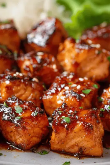 Glazed Honey Garlic Salmon Bites