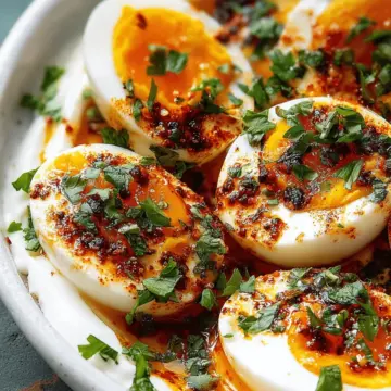 Jammy Eggs with Chili Butter and Garlic Yogurt