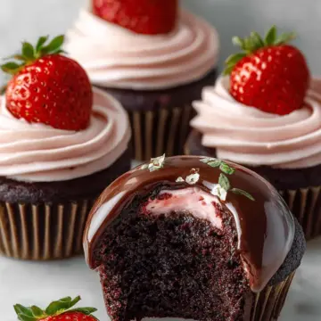 Chocolate Covered Strawberry Cupcakes