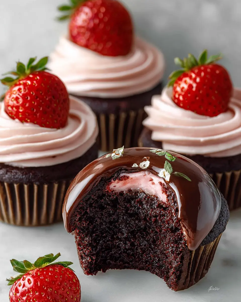 chocolate covered strawberry cupcakes