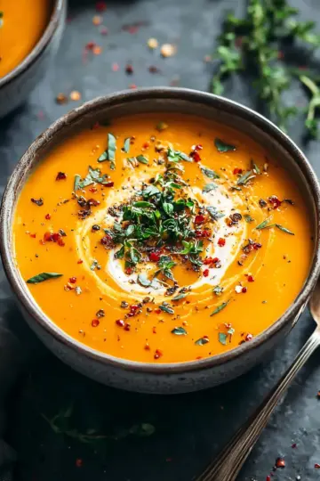 Spicy Butternut Squash and Sweet Potato Soup