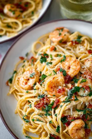 Creamy Tuscan Shrimp Linguine