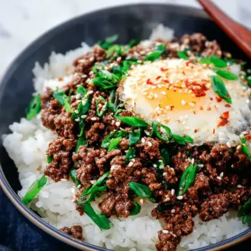 Korean Ground Beef and Rice Bowls