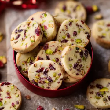 Cranberry Pistachio Shortbread Cookies
