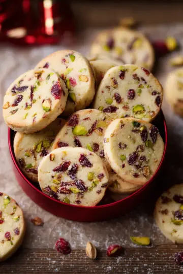 Cranberry Pistachio Shortbread Cookies