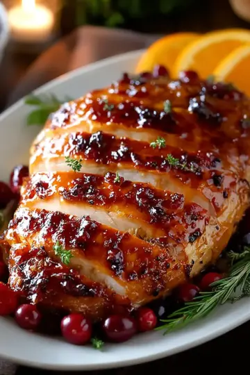 Juicy Cranberry Orange Glazed Turkey Breast