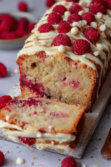 White Chocolate Raspberry Loaf Cake