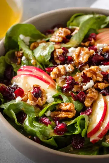 Apple Salad with Candied Walnuts and Cranberries