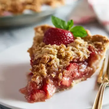 Strawberry Rhubarb Crumble Pie