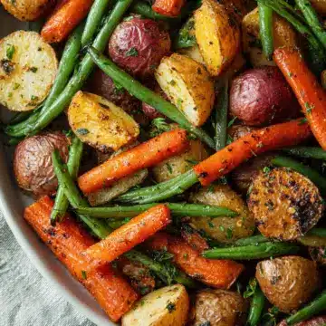 Garlic Herb Roasted Potatoes, Carrots, and Green Beans