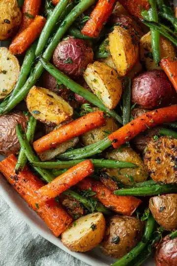Garlic Herb Roasted Potatoes, Carrots, and Green Beans