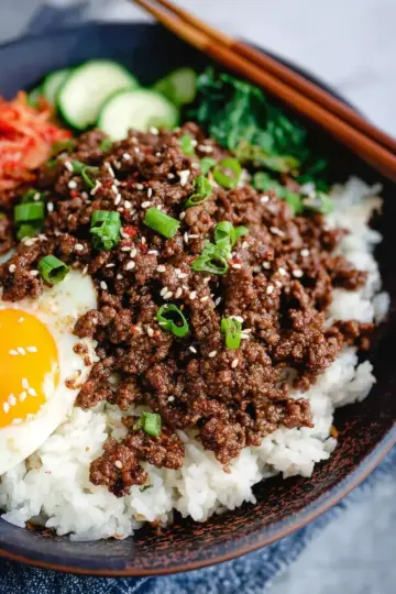 Korean Ground Beef and Rice Bowls