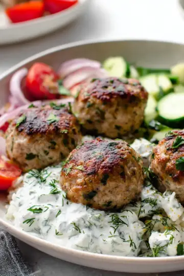 Healthy Greek Turkey Meatballs With Tzatziki