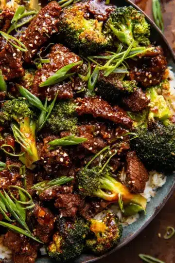 Sheet Pan Spicy Ginger Sesame Beef and Broccoli