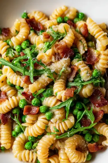 Creamy Pasta with Peas and Pancetta