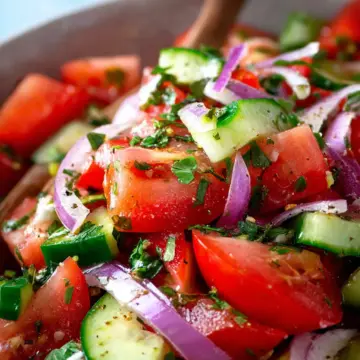 Mediterranean Salad with Tomato and Cucumber