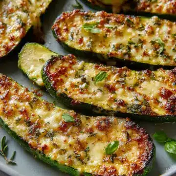 Cheesy Garlic Zucchini Steaks
