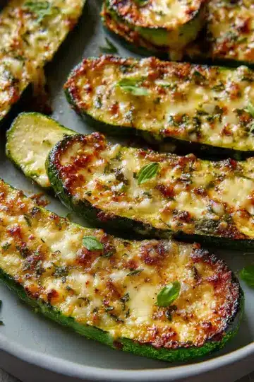 Cheesy Garlic Zucchini Steaks